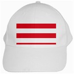 Horizontal Stripes - White and Alizarin Red White Cap