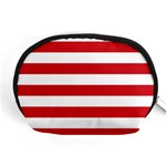 Horizontal Stripes - White and Fire Engine Red Accessory Pouch (Medium)