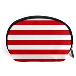 Horizontal Stripes - White and Fire Engine Red Accessory Pouch (Large)