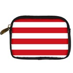 Horizontal Stripes - White and Fire Engine Red Digital Camera Leather Case