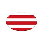 Horizontal Stripes - White and Fire Engine Red Sticker Oval (100 pack)