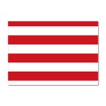 Horizontal Stripes - White and Fire Engine Red Sticker A4 (100 pack)