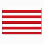 Horizontal Stripes - White and Fire Engine Red Postcards 5  x 7  (Pkg of 10)
