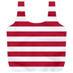 Horizontal Stripes - White and Cardinal Red Full Print Recycle Bag (XL)
