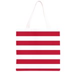 Horizontal Stripes - White and Cardinal Red Grocery Light Tote Bag
