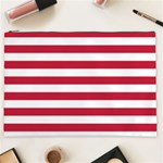 Horizontal Stripes - White and Cardinal Red Cosmetic Bag (XXL)