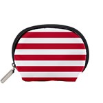 Horizontal Stripes - White and Cardinal Red Accessory Pouch (Small)