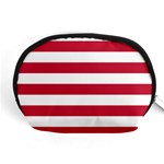 Horizontal Stripes - White and Cardinal Red Accessory Pouch (Medium)