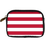 Horizontal Stripes - White and Cardinal Red Digital Camera Leather Case