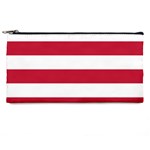 Horizontal Stripes - White and Cardinal Red Pencil Case