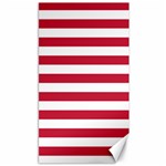 Horizontal Stripes - White and Cardinal Red Canvas 40  x 72 