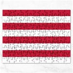 Horizontal Stripes - White and Cardinal Red Jigsaw Puzzle (Rectangular)