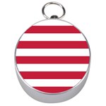 Horizontal Stripes - White and Cardinal Red Silver Compass