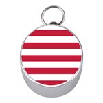 Horizontal Stripes - White and Cardinal Red Silver Compass (Mini)