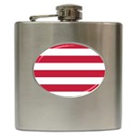 Horizontal Stripes - White and Cardinal Red Hip Flask (6 oz)