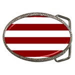 Horizontal Stripes - White and Dark Red Belt Buckle