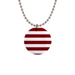Horizontal Stripes - White and Dark Red 1  Button Necklace