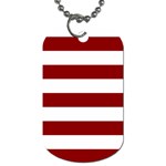 Horizontal Stripes - White and Dark Red Dog Tag (One Side)