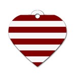 Horizontal Stripes - White and Dark Red Dog Tag Heart (One Side)
