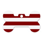 Horizontal Stripes - White and Dark Red Dog Tag Bone (One Side)