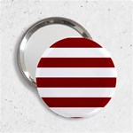Horizontal Stripes - White and Dark Red 2.25  Handbag Mirror