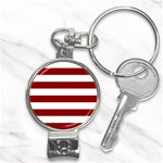 Horizontal Stripes - White and Dark Red Nail Clippers Key Chain