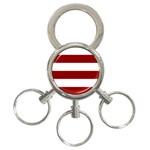 Horizontal Stripes - White and Dark Red 3-Ring Key Chain