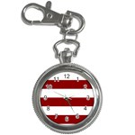 Horizontal Stripes - White and Dark Red Key Chain Watch
