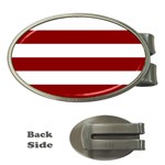 Horizontal Stripes - White and Dark Red Money Clip (Oval)