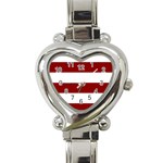 Horizontal Stripes - White and Dark Red Heart Italian Charm Watch