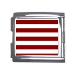Horizontal Stripes - White and Dark Red Mega Link Italian Charm (18mm)