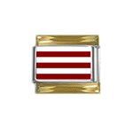 Horizontal Stripes - White and Dark Red Gold Trim Italian Charm (9mm)