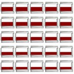 Horizontal Stripes - White and Dark Red 9mm Italian Charm (25 pack)