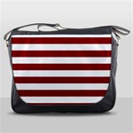 Horizontal Stripes - White and Dark Red Messenger Bag