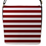 Horizontal Stripes - White and Dark Red Flap Closure Messenger Bag (S)