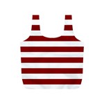 Horizontal Stripes - White and Dark Red Full Print Recycle Bag (S)
