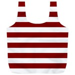 Horizontal Stripes - White and Dark Red Full Print Recycle Bag (XL)