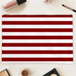 Horizontal Stripes - White and Dark Red Cosmetic Bag (XXL)