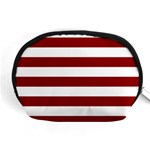 Horizontal Stripes - White and Dark Red Accessory Pouch (Medium)