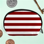 Horizontal Stripes - White and Dark Red Accessory Pouch (Large)