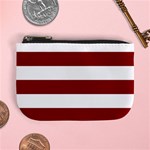 Horizontal Stripes - White and Dark Red Mini Coin Purse