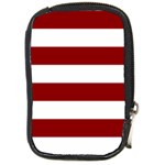 Horizontal Stripes - White and Dark Red Compact Camera Leather Case