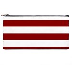 Horizontal Stripes - White and Dark Red Pencil Case