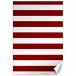 Horizontal Stripes - White and Dark Red Canvas 20  x 30 