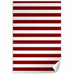 Horizontal Stripes - White and Dark Red Canvas 24  x 36 