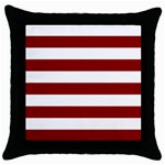 Horizontal Stripes - White and Dark Red Throw Pillow Case (Black)