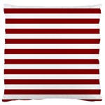 Horizontal Stripes - White and Dark Red Large Flano Cushion Case (Two Sides)