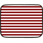 Horizontal Stripes - White and Dark Red Double Sided Fleece Blanket (Mini)