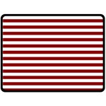 Horizontal Stripes - White and Dark Red Fleece Blanket (Large) (One Side)