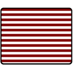 Horizontal Stripes - White and Dark Red Fleece Blanket (Medium) (One Side)